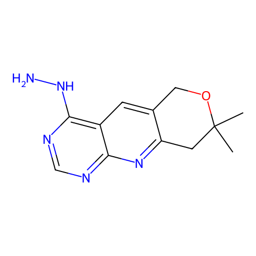 4-hydrazinyl-8,8-dimethyl-8,9-dihydro-6H-pyrano[3',4':5,6]pyrido[2,3-d]pyrimidine structure
