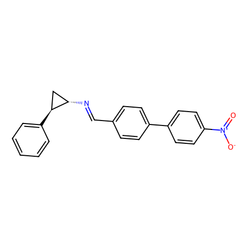 (1S,2R)-N-((4'-nitro-[1,1'-biphenyl]-4-yl)methylene)-2-phenylcyclopropanamine structure