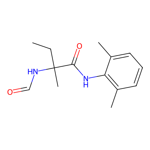N-(2,6-dimethylphenyl)-2-formamido-2-methylbutanamide structure