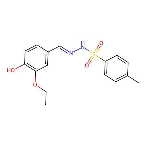 N-[(3-ethoxy-4-hydroxyphenyl)methylideneamino]-4-methylbenzenesulfonamide structure