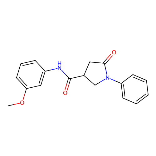 N-(3-methoxyphenyl)-5-oxo-1-phenylpyrrolidine-3-carboxamide structure