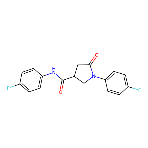 N,1-bis(4-fluorophenyl)-5-oxopyrrolidine-3-carboxamide structure