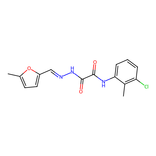 N-(3-chloro-2-methylphenyl)-N'-[(E)-(5-methylfuran-2-yl)methylideneamino]oxamide structure