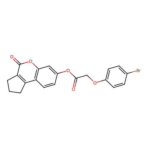 4-Oxo-1,2,3,4-tetrahydrocyclopenta[c]chromen-7-yl (4-bromophenoxy)acetate structure