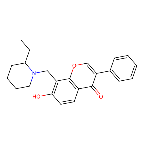 8-(2-Ethyl-piperidin-1-ylmethyl)-7-hydroxy-3-phenyl-chromen-4-one structure