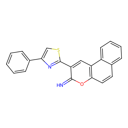 2-(4-Phenyl-thiazol-2-yl)-benzo[f]chromen-3-ylideneamine structure