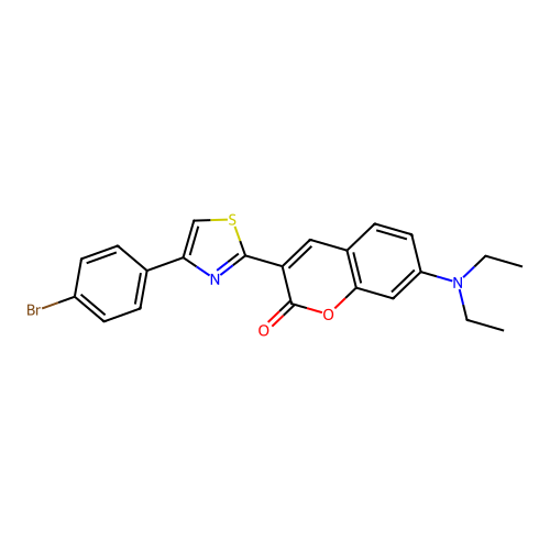 3-[4-(4-bromophenyl)-1,3-thiazol-2-yl]-7-(diethylamino)-2H-chromen-2-one structure