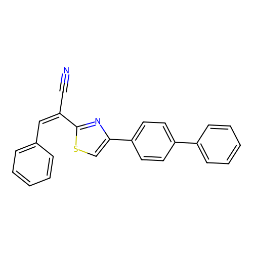 (Z)-2-(4-([1,1'-biphenyl]-4-yl)thiazol-2-yl)-3-phenylacrylonitrile structure