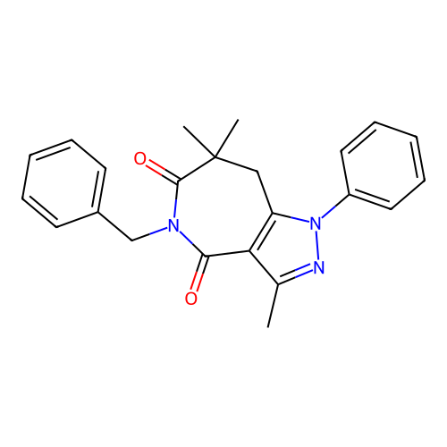 5-benzyl-3,7,7-trimethyl-1-phenyl-7,8-dihydropyrazolo[4,3-c]azepine-4,6(1H,5H)-dione structure
