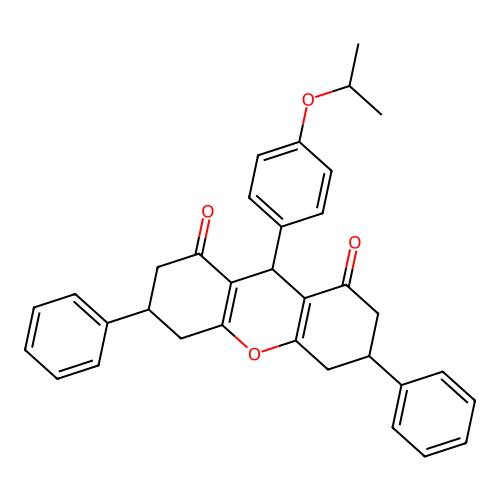 3,6-diphenyl-9-(4-propan-2-yloxyphenyl)-3,4,5,6,7,9-hexahydro-2H-xanthene-1,8-dione structure