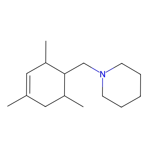 1-[(2,4,6-Trimethylcyclohex-3-en-1-yl)methyl]piperidine structure