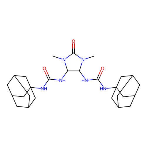 1-(1-adamantyl)-3-[5-(1-adamantylcarbamoylamino)-1,3-dimethyl-2-oxoimidazolidin-4-yl]urea structure