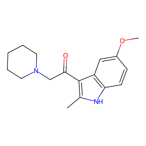 1-(5-methoxy-2-methyl-1H-indol-3-yl)-2-(piperidin-1-yl)ethanone structure