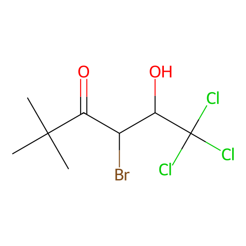 4-Bromo-6,6,6-trichloro-5-hydroxy-2,2-dimethylhexan-3-one structure