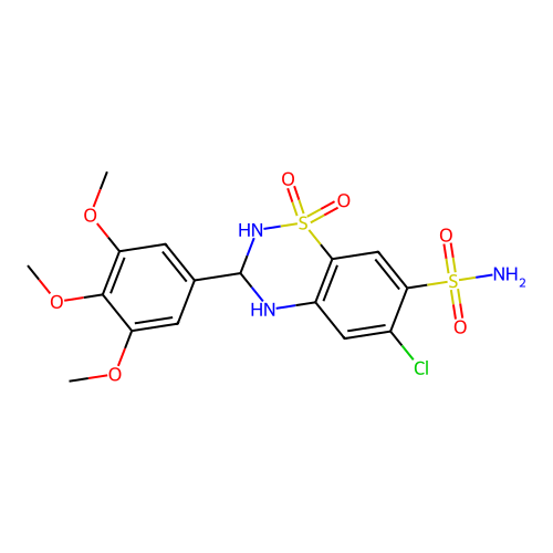 6-chloro-1,1-dioxo-3-(3,4,5-trimethoxyphenyl)-3,4-dihydro-2H-1 structure