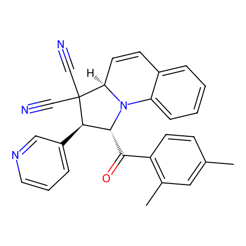 (1S,2S,3aR)-1-(2,4-dimethylbenzoyl)-2-(pyridin-3-yl)-1,2-dihydropyrrolo[1,2-a]quinoline-3,3(3aH)-dicarbonitrile structure