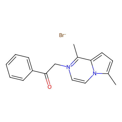 1,6-Dimethyl-2-(2-oxo-2-phenylethyl)pyrrolo[1,2-A]pyrazin-2-ium bromide structure