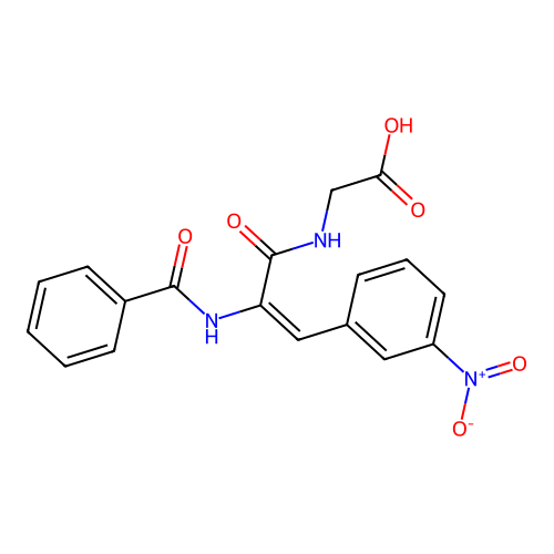 N-{(2E)-3-(3-nitrophenyl)-2-[(phenylcarbonyl)amino]prop-2-enoyl}glycine structure