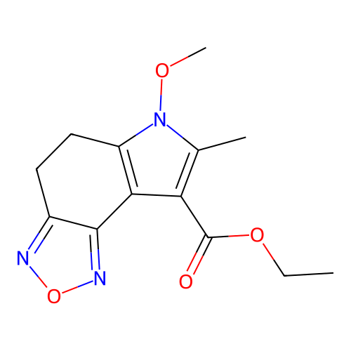 ethyl 6-methoxy-7-methyl-5,6-dihydro-4H-[1,2,5]oxadiazolo[3,4-e]indole-8-carboxylate structure