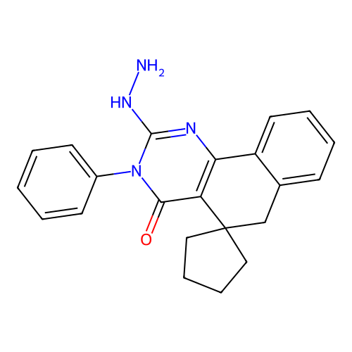 2-hydrazinyl-3-phenyl-3H-spiro[benzo[h]quinazoline-5,1'-cyclopentan]-4(6H)-one structure