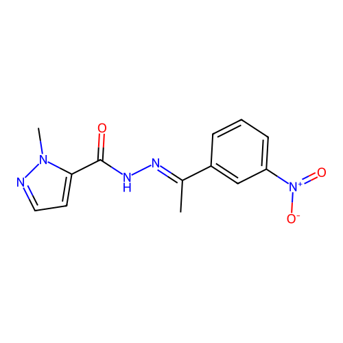 1-methyl-N'-[1-(3-nitrophenyl)ethylidene]-1H-pyrazole-5-carbohydrazide structure
