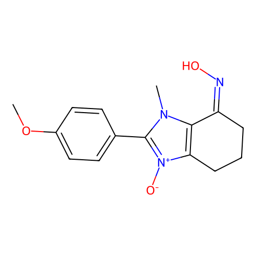 (4Z)-N-hydroxy-2-(4-methoxyphenyl)-3-methyl-3,5,6,7-tetrahydro-4H-benzimidazol-4-imine 1-oxide structure
