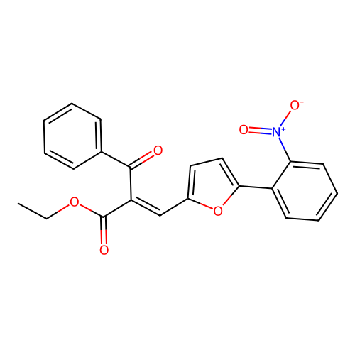 (E)-ethyl 2-benzoyl-3-(5-(2-nitrophenyl)furan-2-yl)acrylate structure