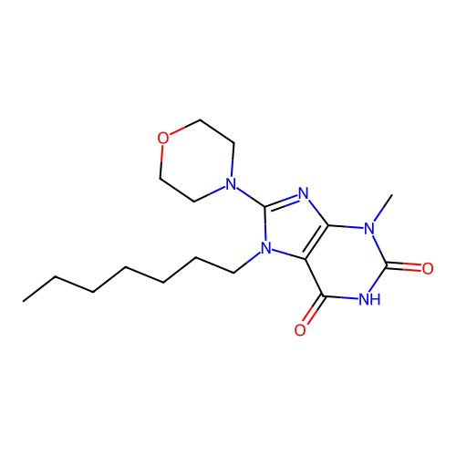 7-heptyl-3-methyl-8-(morpholin-4-yl)-3,7-dihydro-1H-purine-2,6-dione structure