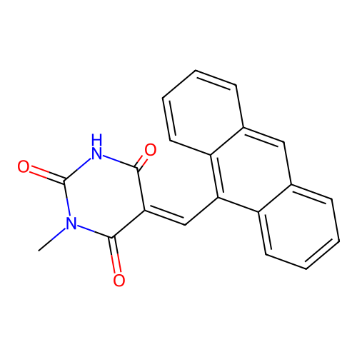 (5E)-5-(anthracen-9-ylmethylidene)-1-methylpyrimidine-2,4,6(1H,3H,5H)-trione structure