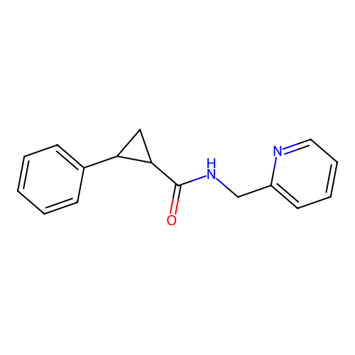 2-phenyl-N-(pyridin-2-ylmethyl)cyclopropanecarboxamide structure