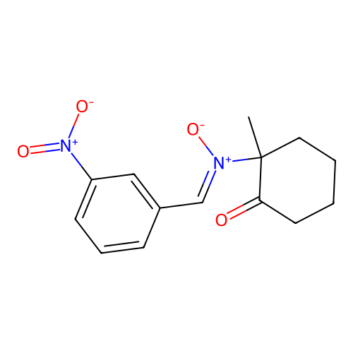 2-{Hydroxy[(3-nitrophenyl)methylene]amino}-2-methylcyclohexan-1-one structure