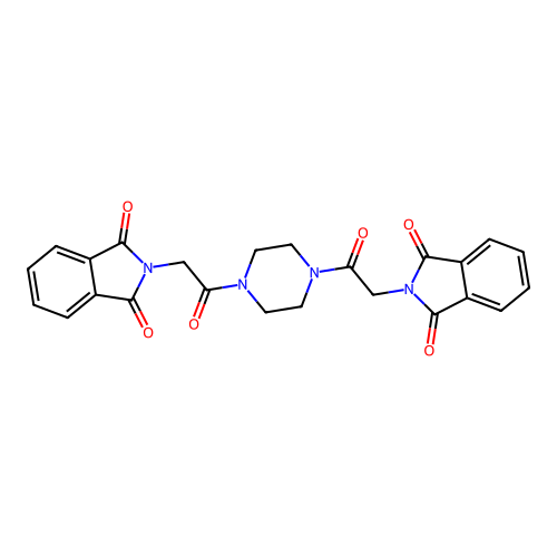2,2'-(Piperazine-1,4-diylbis(2-oxoethane-2,1-diyl))bis(isoindoline-1,3-dione) structure
