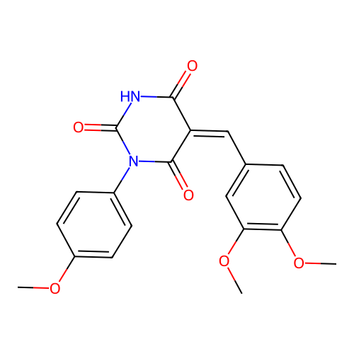 (5Z)-5-[(3,4-dimethoxyphenyl)methylidene]-1-(4-methoxyphenyl)-1,3-diazinane-2,4,6-trione structure
