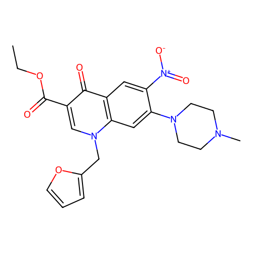 ethyl 1-(furan-2-ylmethyl)-7-(4-methylpiperazin-1-yl)-6-nitro-4-oxo-1,4-dihydroquinoline-3-carboxylate structure