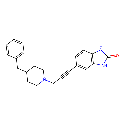 5-(3-(4-Benzylpiperidin-1-yl)prop-1-ynyl)-1,3-dihydrobenzimidazol-2-one structure