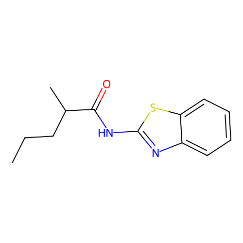 N-(1,3-benzothiazol-2-yl)-2-methylpentanamide structure