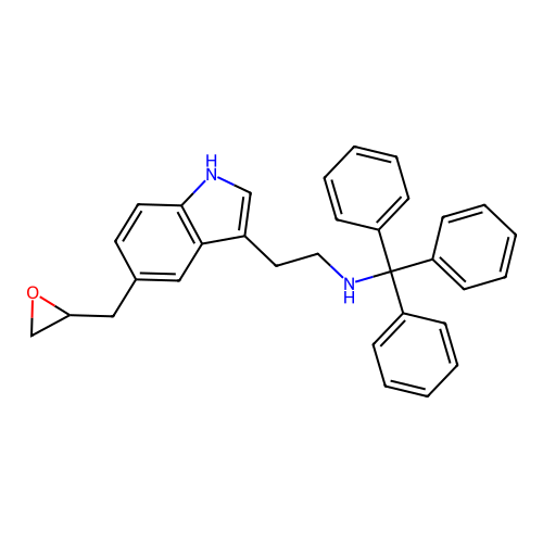 2-[5-(oxiran-2-ylmethyl)-1H-indol-3-yl]-N-tritylethanamine structure