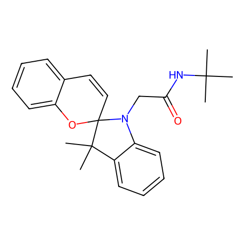 N-(tert-butyl)-2-(3',3'-dimethylspiro[chromene-2,2'-indolin]-1'-yl)acetamide structure