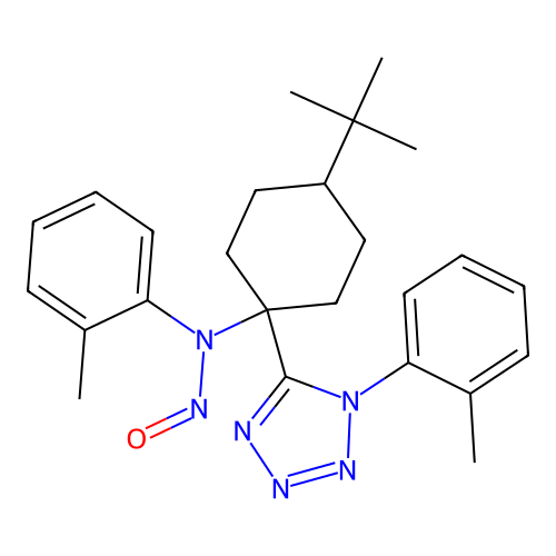 N-(4-(tert-butyl)-1-(1-(o-tolyl)-1H-tetrazol-5-yl)cyclohexyl)-N-(o-tolyl)nitrous amide structure