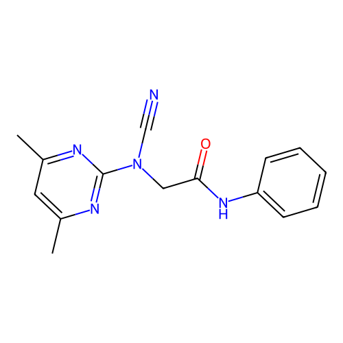 2-[Cyano-(4,6-dimethyl-pyrimidin-2-yl)-amino]-N-phenyl-acetamide structure