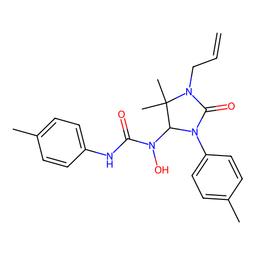 1-(1-allyl-5,5-dimethyl-2-oxo-3-(p-tolyl)imidazolidin-4-yl)-1-hydroxy-3-(p-tolyl)urea structure