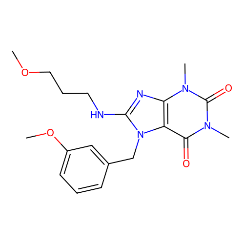 7-(3-methoxybenzyl)-8-((3-methoxypropyl)amino)-1,3-dimethyl-1H-purine-2,6(3H,7H)-dione structure