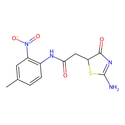 2-(2-imino-4-oxothiazolidin-5-yl)-N-(4-methyl-2-nitrophenyl)acetamide structure