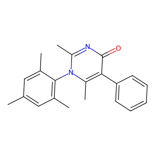 2,6-dimethyl-5-phenyl-1-(2,4,6-trimethylphenyl)pyrimidin-4(1H)-one structure