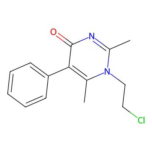 1-(2-chloroethyl)-2,6-dimethyl-5-phenylpyrimidin-4(1H)-one structure