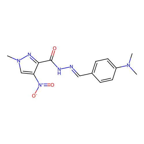 (E)-N'-(4-(dimethylamino)benzylidene)-1-methyl-4-nitro-1H-pyrazole-3-carbohydrazide structure