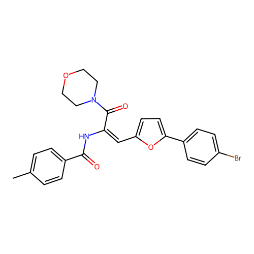 (E)-N-(1-(5-(4-bromophenyl)furan-2-yl)-3-morpholino-3-oxoprop-1-en-2-yl)-4-methylbenzamide structure
