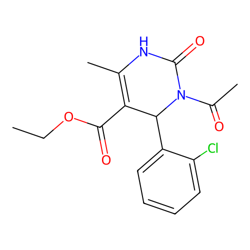 ethyl 3-acetyl-4-(2-chlorophenyl)-6-methyl-2-oxo-1,2,3,4-tetrahydropyrimidine-5-carboxylate structure