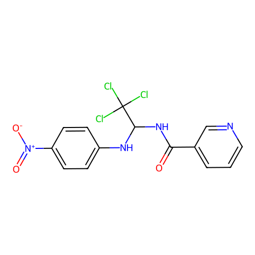 N-{2,2,2-trichloro-1-[(4-nitrophenyl)amino]ethyl}pyridine-3-carboxamide structure