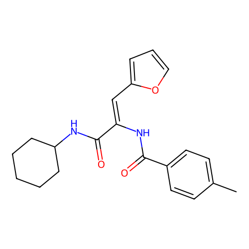 (Z)-N-(3-(cyclohexylamino)-1-(furan-2-yl)-3-oxoprop-1-en-2-yl)-4-methylbenzamide structure